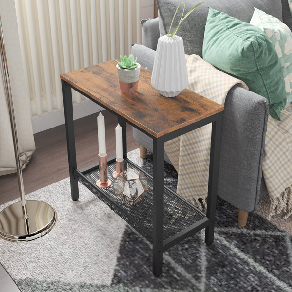 Narrow rustic side outlet table